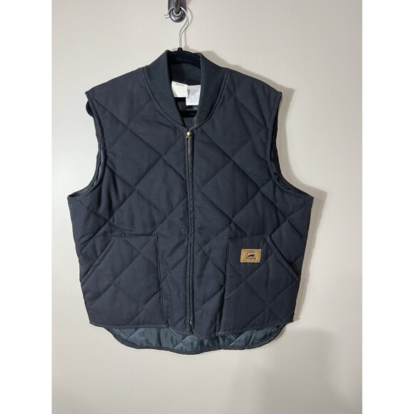 Duxbak Quilted Insulated Vest Black Mens Large 42-44 Vintage Workwear - Picture 1 of 12